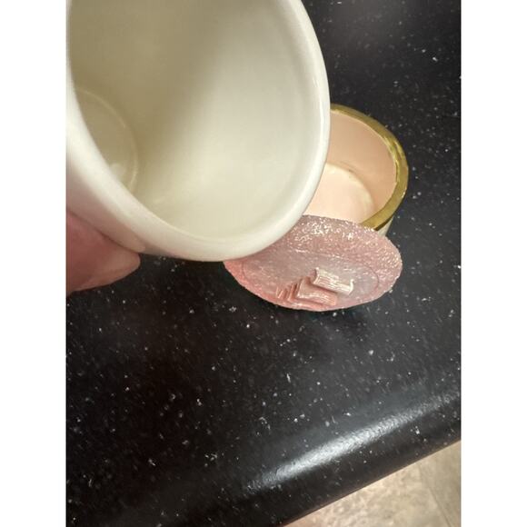 Shabby chic bathroom set cottage core pink cotton pad toothbrush holder girly - Picture 3 of 8